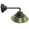 Mid-Century Industrial Olive Green Enamel & Glass Sconce with Cast Iron Arm, Image 3