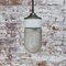 Mid-Century Industrial White Porcelain, Frosted Glass & Brass Pendant Lamp 6