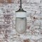 Mid-Century Industrial White Porcelain, Frosted Glass & Brass Pendant Lamp, Image 6