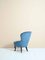 Scandinavian Blue Velvet Lounge Chair, 1950s 3