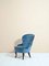 Scandinavian Blue Velvet Lounge Chair, 1950s 1