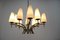 Pair of Mid-century Large Brass Chandeliers, 1960, Set of 2, Image 3