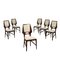 Mahogany and Velvet Chairs, Italy, 1950s, Set of 6 1