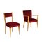 Beech and Velvet Chairs, Italy, 1950s, Set of 2 1