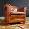Vintage Cognac Brown Leather Armchair, Image 3