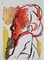 Leo Guida, Woman Profile en rojo, acuarela original sobre papel, años 70, Imagen 1