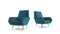 Mid-Century Italian Turquoise Velvet Armchairs, 1950s, Set of 2 1