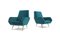 Mid-Century Italian Turquoise Velvet Armchairs, 1950s, Set of 2, Image 1