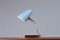Arteluce Style Brass and Baby Blue Tripod Table Lamp, 1950s 12