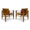 Danish Oak & Leather Safari Chairs, 1970s, Set of 2 11