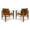 Danish Oak & Leather Safari Chairs, 1970s, Set of 2, Image 11