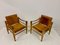Danish Oak & Leather Safari Chairs, 1970s, Set of 2 1