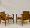 Danish Oak & Leather Safari Chairs, 1970s, Set of 2 4