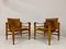 Danish Oak & Leather Safari Chairs, 1970s, Set of 2 5