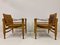 Danish Oak & Leather Safari Chairs, 1970s, Set of 2 3