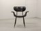 Italian Rosewood & Black Leatherette Swan Chair with Black Steel Feet & Brass Tips, 1960s 2