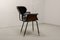 Italian Rosewood & Black Leatherette Swan Chair with Black Steel Feet & Brass Tips, 1960s 4