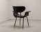 Italian Rosewood & Black Leatherette Swan Chair with Black Steel Feet & Brass Tips, 1960s, Image 5