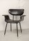 Italian Rosewood & Black Leatherette Swan Chair with Black Steel Feet & Brass Tips, 1960s 14