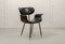 Italian Rosewood & Black Leatherette Swan Chair with Black Steel Feet & Brass Tips, 1960s 1
