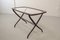 Italian Side Table with Wooden Scissor Frame & Glass Top, 1950s, Image 1