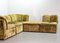 German Moss Green Nubuck Leather Patchwork Sofa Modules & Ottoman from Laauser, 1970s, Set of 5 2