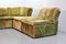 German Moss Green Nubuck Leather Patchwork Sofa Modules & Ottoman from Laauser, 1970s, Set of 5 6