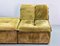 German Moss Green Nubuck Leather Patchwork Sofa Modules & Ottoman from Laauser, 1970s, Set of 5 12