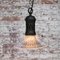 Mid-Century Industrial Glass Pendant Lamp with Brass Top from Holophane 4