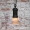 Mid-Century Industrial Glass Pendant Lamp with Brass Top from Holophane, Image 4