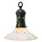 Mid-Century Industrial Glass Pendant Lamp with Brass Top from Holophane, Image 1