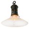 Mid-Century Industrial Glass Pendant Lamp with Brass Top from Holophane 2