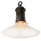 Mid-Century Industrial Glass Pendant Lamp with Brass Top from Holophane, Image 2