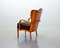 Scandinavian Brown Fabric & Plywood Wingback Lounge / Club Chair, 1950s 5