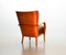 Scandinavian Brown Fabric & Plywood Wingback Lounge / Club Chair, 1950s, Image 7