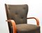 Scandinavian Brown Fabric & Plywood Wingback Lounge / Club Chair, 1950s 11