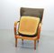 Poltrona lounge in tessuto e stoffa alata in compensato marrone, Scandinavia, anni '50, Immagine 10
