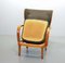 Scandinavian Brown Fabric & Plywood Wingback Lounge / Club Chair, 1950s 10