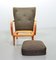 Poltrona lounge in tessuto e stoffa alata in compensato marrone, Scandinavia, anni '50, Immagine 20