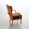 Poltrona lounge in tessuto e stoffa alata in compensato marrone, Scandinavia, anni '50, Immagine 3