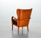 Fauteuil à Oreilles Scandinave en Tissu Marron et Contreplaqué, 1950s 2