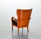 Poltrona lounge in tessuto e stoffa alata in compensato marrone, Scandinavia, anni '50, Immagine 2