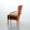 Poltrona lounge in tessuto e stoffa alata in compensato marrone, Scandinavia, anni '50, Immagine 6