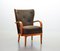 Fauteuil à Oreilles Scandinave en Tissu Marron et Contreplaqué, 1950s 21