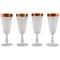 Champagne Glasses in Mouth-Blown Crystal Glass with Gold Edges, France 1930s, Set of 4 1