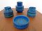 Italian Rimini Blu Ceramic Vases & Bowl by Aldo Londi for Bitossi, 1960s, Set of 4 1