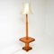 Art Deco Walnut & Maple Floor Lamp with Table, 1920s 3