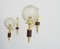 Golden Glass and Teak Sconces, Set of 2 1