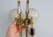 Golden Glass and Teak Sconces, Set of 2 7