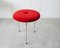 Tabouret Mid-Century en Velours Rouge 1